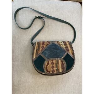 STEVEN BY STEVE MADDEN XL Leather Tapestry Crossbody Carpet Shoulder Bag NEW